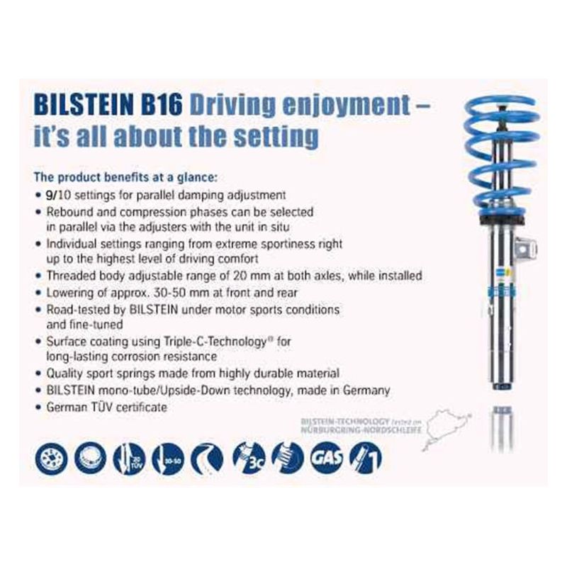 Bilstein B16 15-17 Ford Mustang GT V8 Front and Rear Performance Suspension System