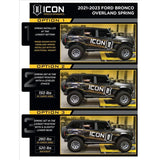 ICON 21-23 BRONCO NON-SASQUATCH 3-4" LIFT STAGE 3 SUSPENSION SYSTEM TUBULAR UCA HEAVY RATE REAR SPRING