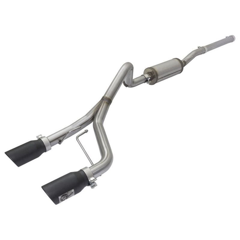 aFe Rebel Series CB 2.5in Dual Center Exit SS Exhaust w/ Black Tips 07-15 Jeep Wrangler 3.6L/3.8L V6