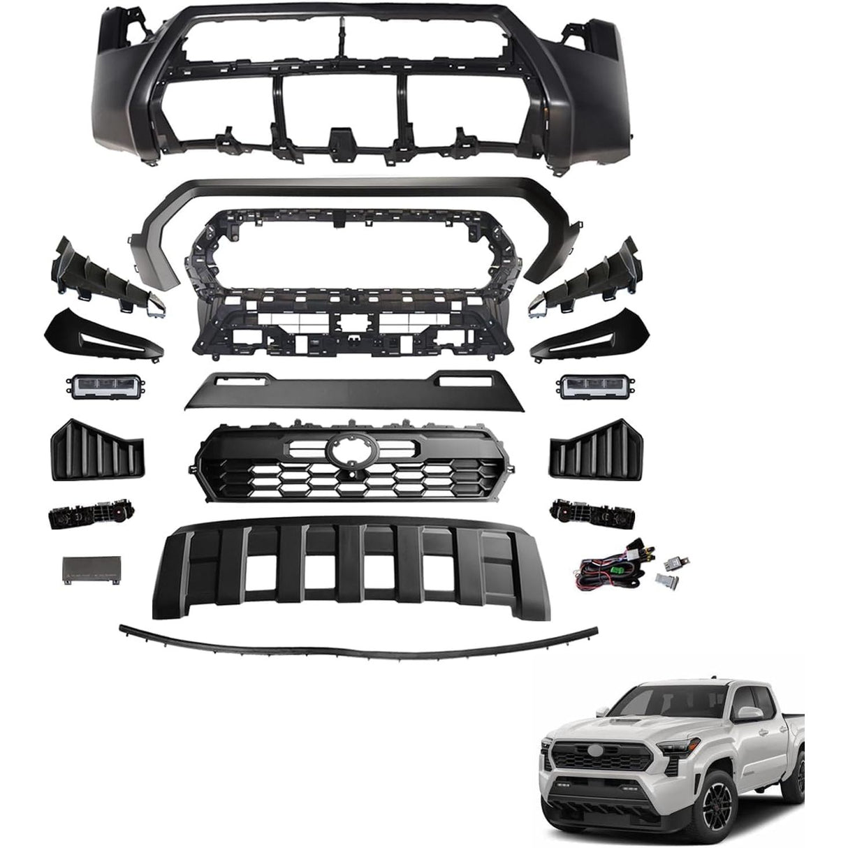2024+ Toyota Tacoma Complete Front Bumper Cover Grille W/ Fog Lights