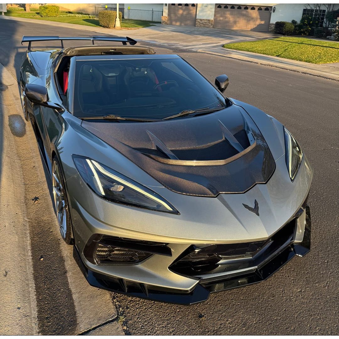 2020-2026 Corvette C8 Type-ZR1 Double Sided Carbon Fiber 2pc Hood For Stingray/Z06/E-Ray