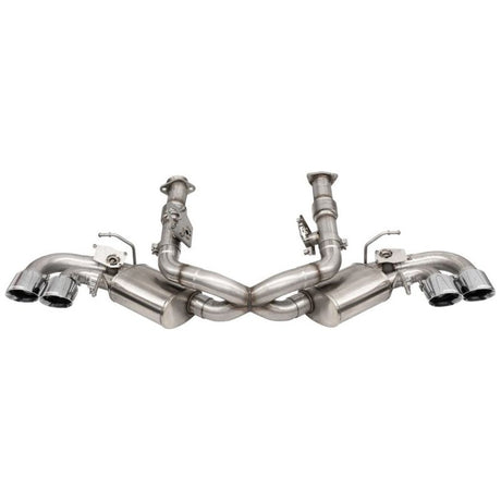 Corsa 2020 Corvette C8 3in Valved Cat-Back 4.5in Pol Quad Tips Fits Factory Perf Exhaust Deletes AFM