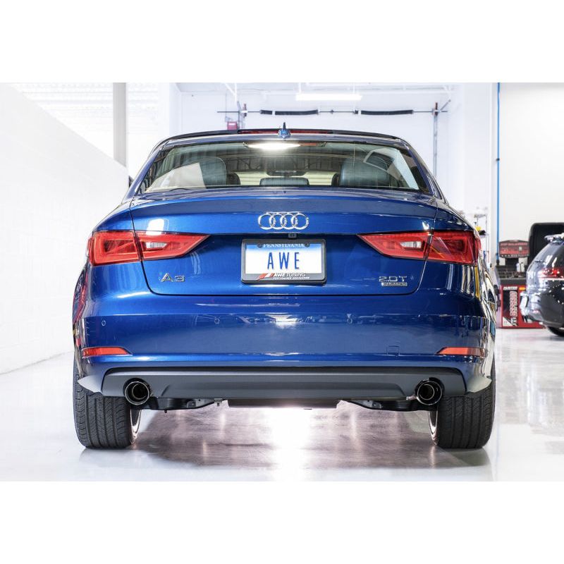 AWE Tuning Audi 8V A3 Touring Edition Exhaust - Dual Outlet Diamond Black 90 mm Tips