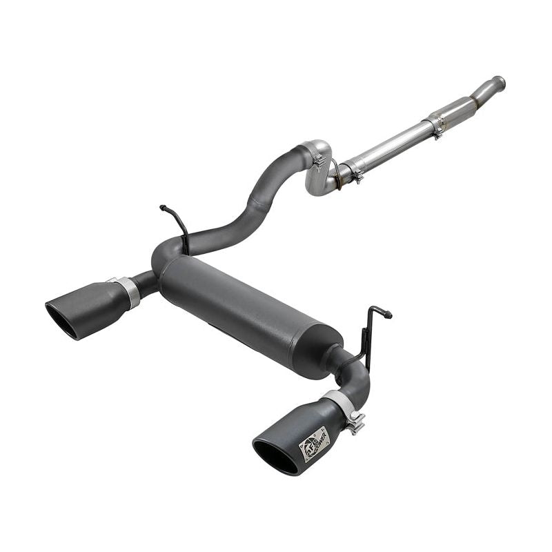 aFe Rebel Series 409 Stainless Steel Cat-Back Exhaust 18-21 Jeep Wrangler JL 2.0L (t) - Black Tip