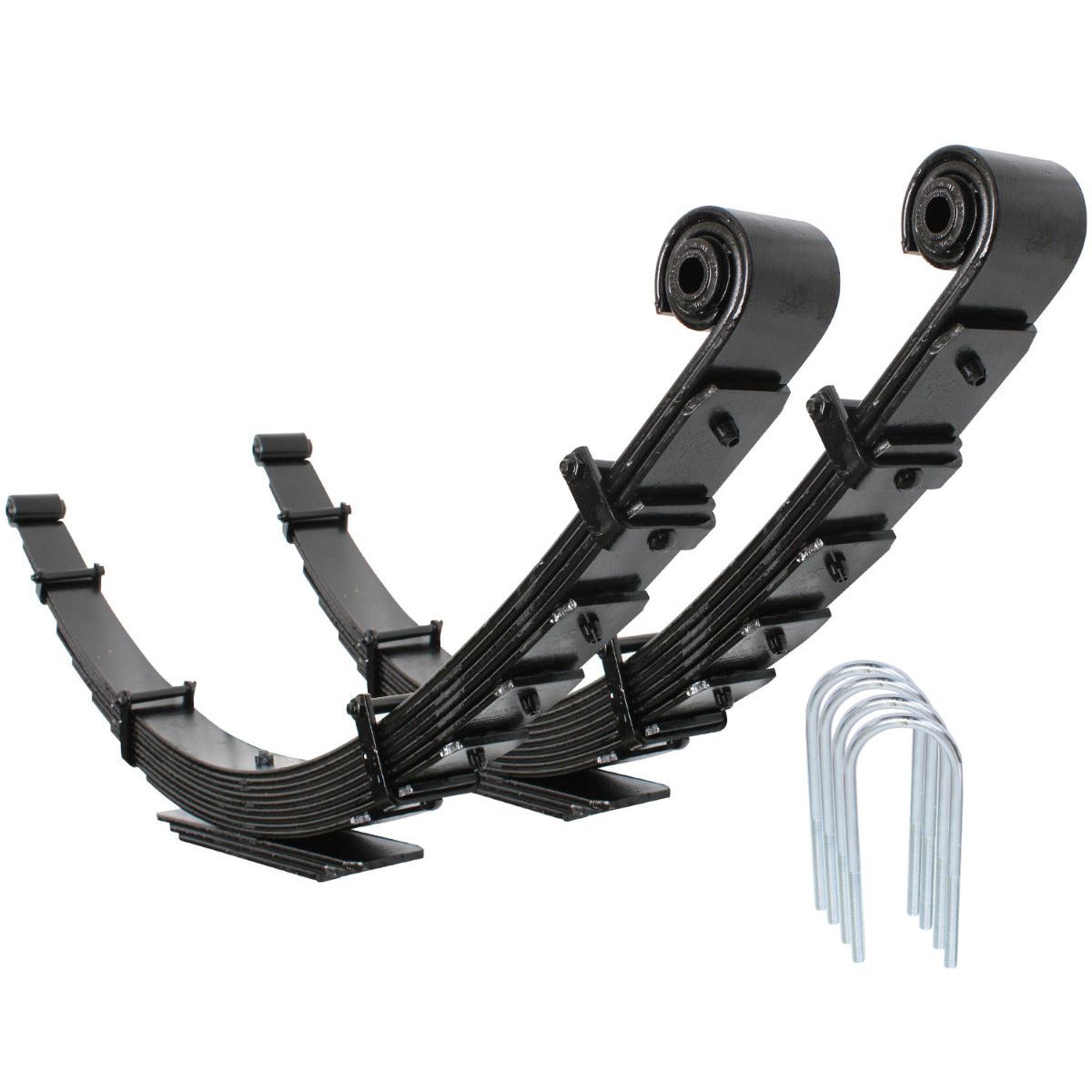 '11-16 Ford F250/350 Carli Suspension 2.5 Pintop System - 2.5" Lift Display of Leaf Springs and U-Bolts 