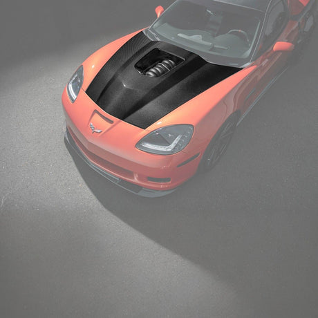 Corvette C6 Carbon Fiber ZR1 Style Replacement Hood Panel Cover Carbon Fiber HOOD-1209-BKCF