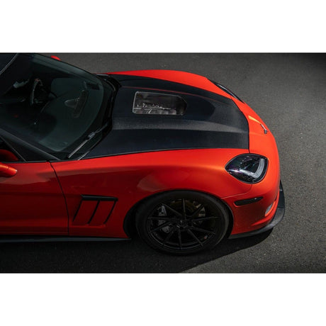 Corvette C6 Carbon Fiber ZR1 Style Replacement Hood Panel Cover Carbon Fiber HOOD-1209-BKCF
