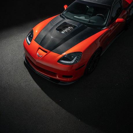 Corvette C6 Carbon Fiber ZR1 Style Replacement Hood Panel Cover Carbon Fiber HOOD-1209-BKCF