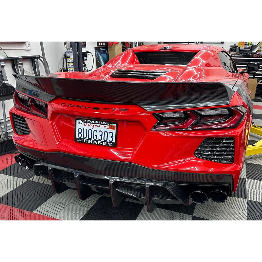 2020+ Corvette C8 And ERAY Rear Bumper Diffuser Quad Exit - Carbon Fiber