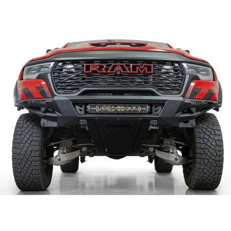 Front view of a Ram truck with visible branding on a white background