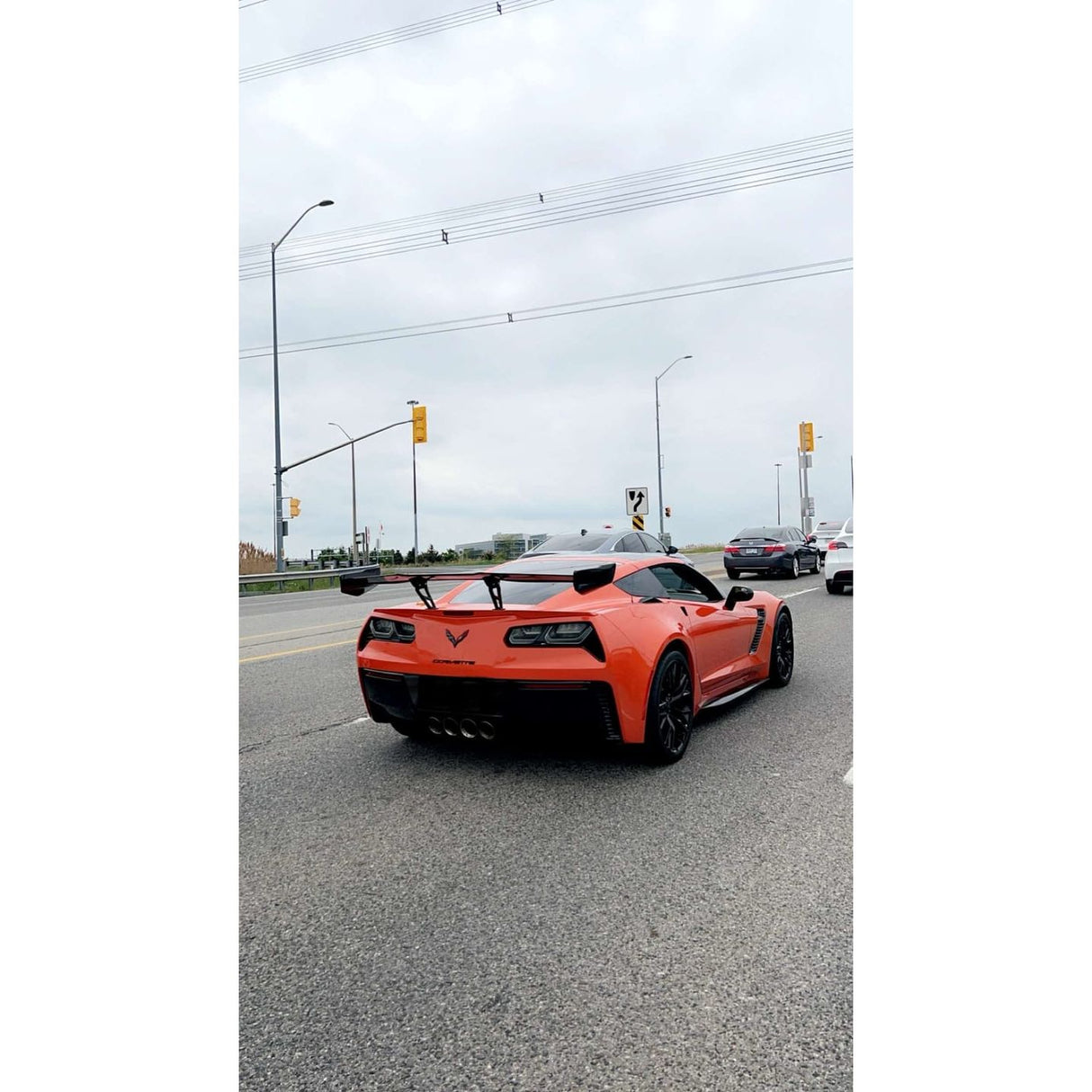 2014-2019 Chevrolet Corvette C7 ZR1 ZTK Conversion Rear Spoiler High Wing – Carbon Flash