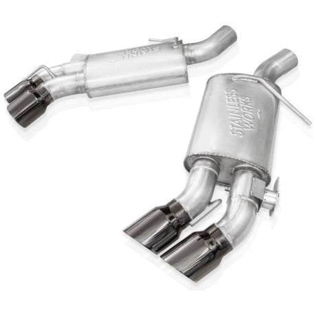 Stainless Works 2016-2023 Camaro SS 3in Redline Factory Connect Axle Back w/Valve - 4in Quad Black Tips