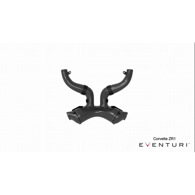 Eventuri Chevrolet Corvette C8 ZR1 hard-top convertible black carbon intake system, showing sleek performance air intake design.
