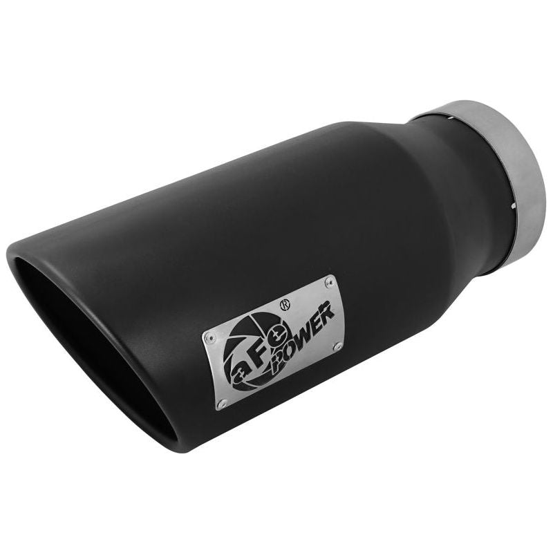 aFe POWER MACH Force-Xp 5in 304 Stainless Steel Exhaust Tip 5In x 7Out x15Lin Bolt-On Right-Blk