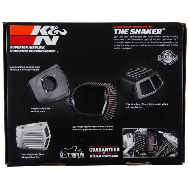 K&N Street Metal Intake System for 01-16 Harley Davidson Softail/Dyna - Shaker Black