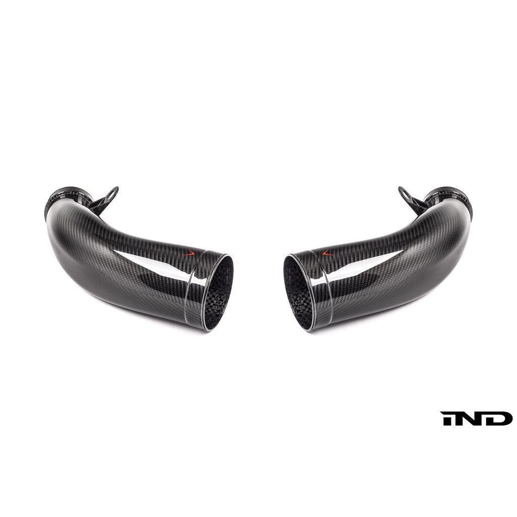 Eventuri Chevrolet Corvette C8 ZR1 hard-top convertible black carbon intake system on a white background.