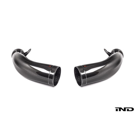Eventuri Chevrolet Corvette C8 ZR1 hard-top convertible black carbon intake system on a white background.