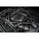 Eventuri matte carbon CSL strut brace installed on BMW G8X M2 M3 M4 engine bay
