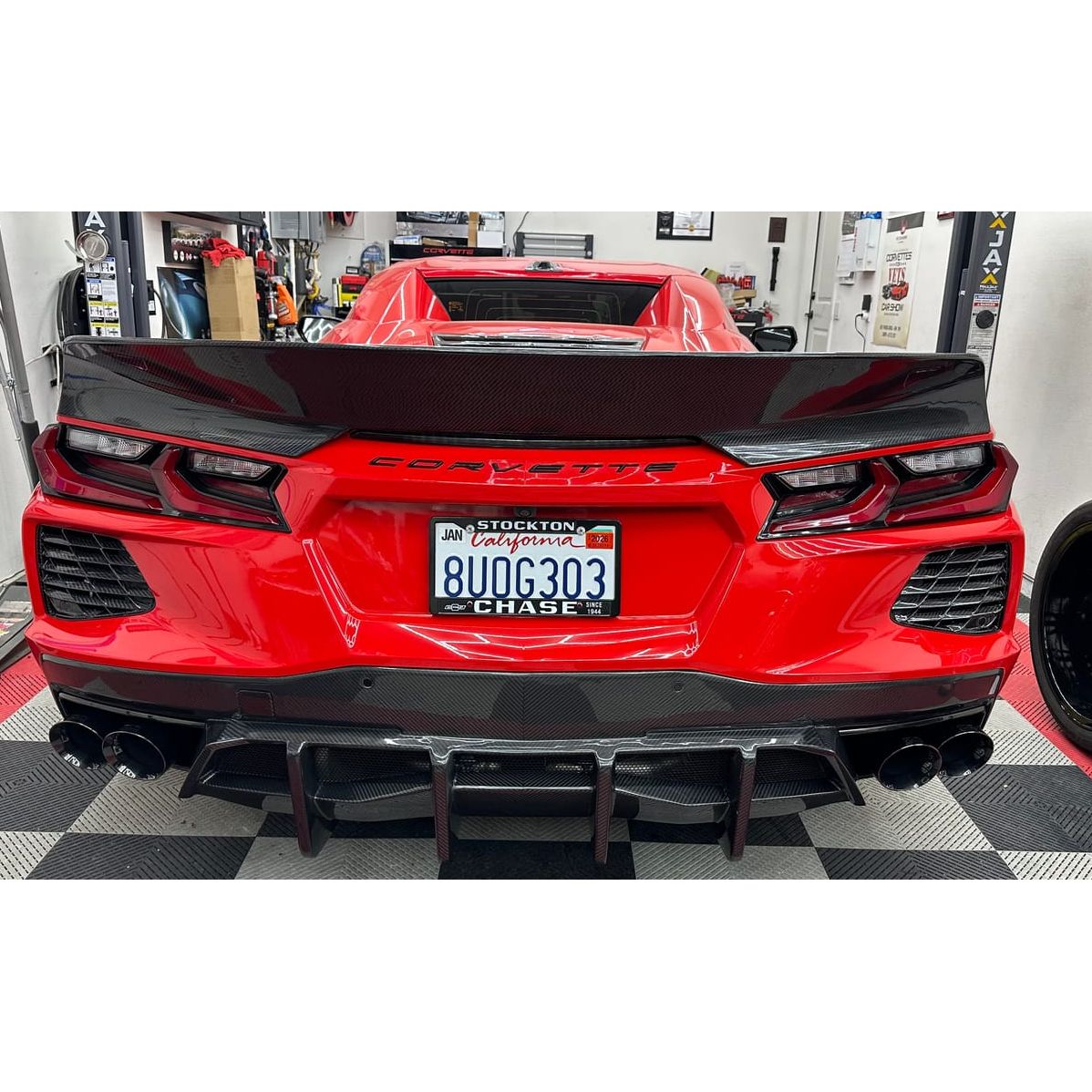 2020+ Corvette C8 And ERAY Rear Bumper Diffuser Quad Exit - Carbon Fiber