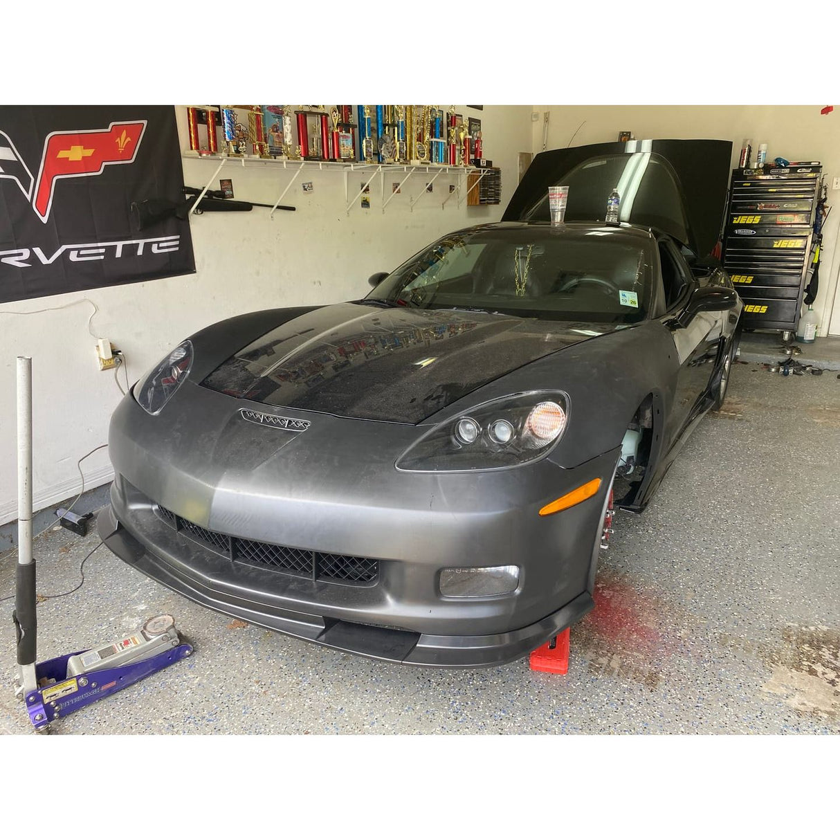 2005-13 Corvette C6 Base | C6 ZR1 Style Primed Full Front Bumper Cover Lip