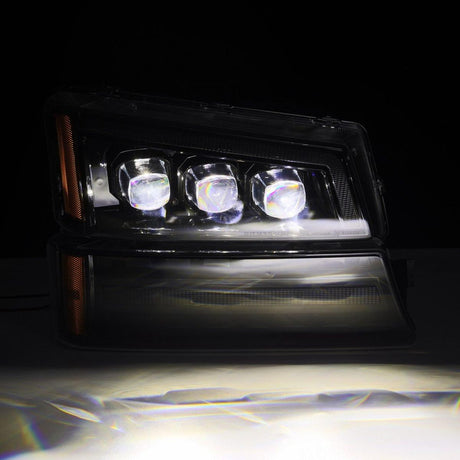 2003-2006 Chevrolet Silverado | 2002-2006 Avalanche | Alpharex NOVA-Series LED Projector Headlights Alpha-Black - Truck Accessories Guy