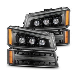 2003-2006 Chevrolet Silverado | 2002-2006 Avalanche | Alpharex NOVA-Series LED Projector Headlights Alpha-Black - Truck Accessories Guy