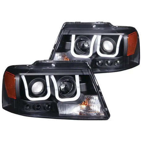 2004-2008 Ford F150 | ANZO Projector Headlights w/ U-Bar Black - 111288 - Truck Accessories Guy