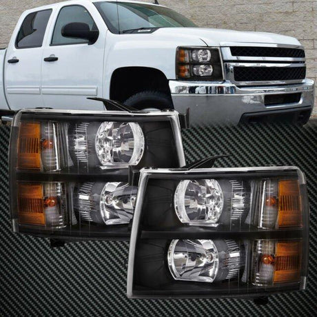 2007-2014 Chevrolet Silverado | Black Headlights - Truck Accessories Guy