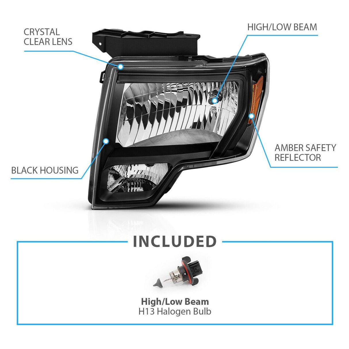 2009-2014 Ford F150 | Headlights Black - Truck Accessories Guy