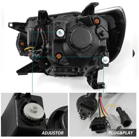2012-2015 Toyota Tacoma | AlphaRex LUXX LED Projector Headlights Plank Style Alpha-Black w/DRL - Truck Accessories Guy