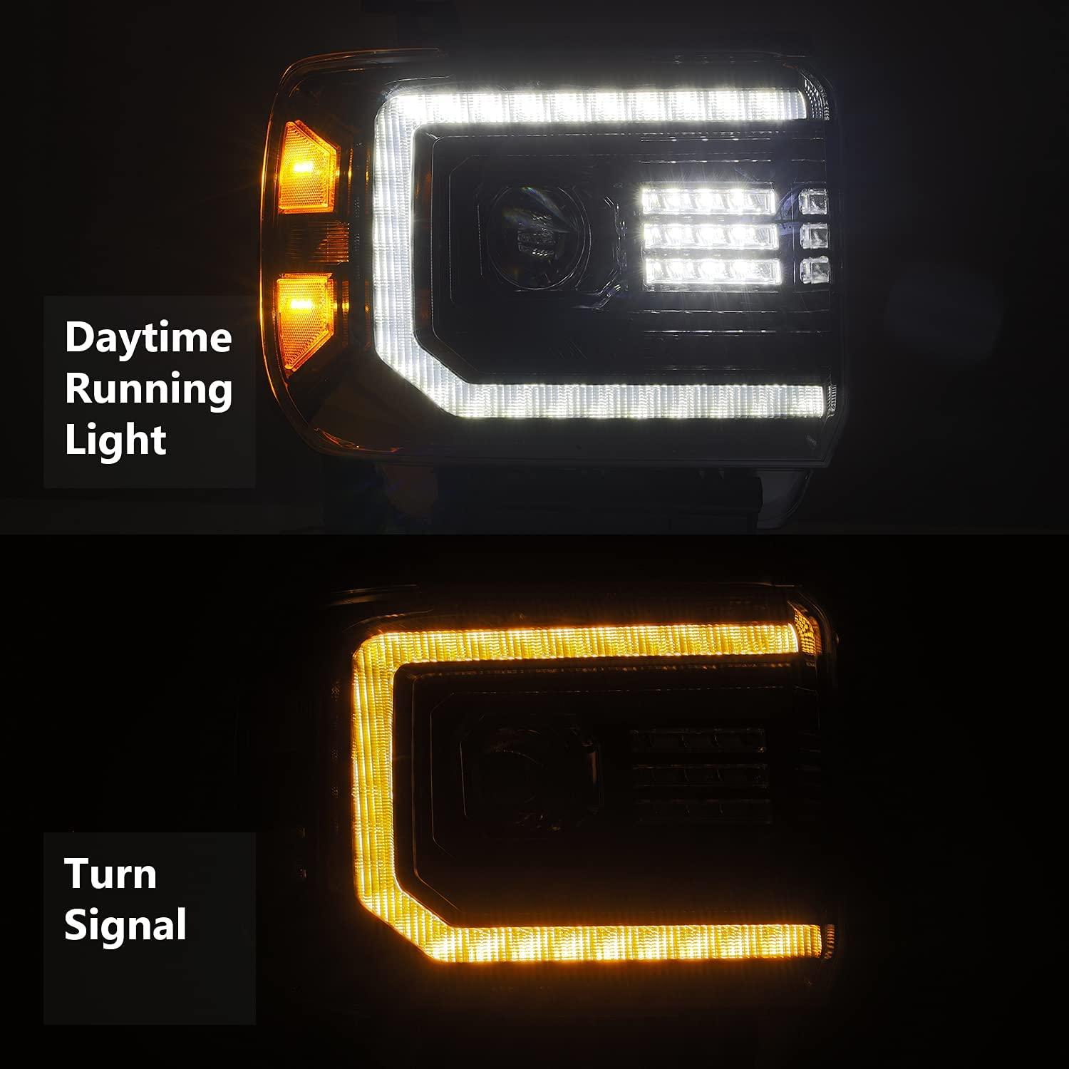2014-2018 GMC Sierra | AlphaRex LUXX-Series LED Projector Headlights Alpha-Black - Truck Accessories Guy