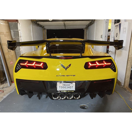 2014-2019 Chevrolet Corvette C7 ZR1 ZTK Conversion Rear Spoiler High Wing – Carbon Flash - NP Motorsports