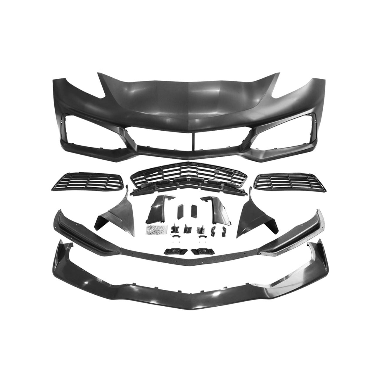 2014-2019 Chevrolet Corvette ZR1 Conversion Front Bumper Kit – Primer Black - NP Motorsports