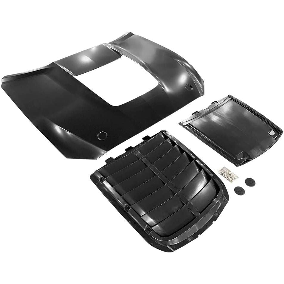 2015-2017 Ford Mustang - GT500 Style Black Front Hood Cover Aluminum - NP Motorsports