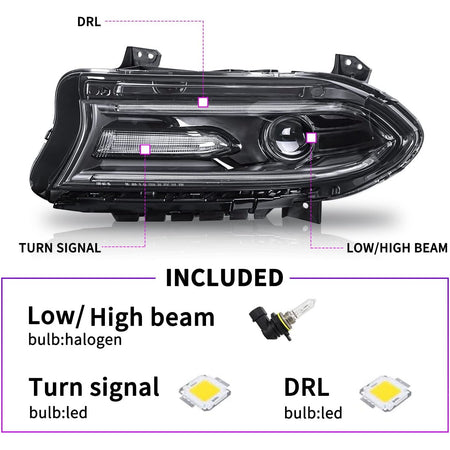 2015-2023 Dodge Charger -LED Projector Headlight Set - NP Motorsports