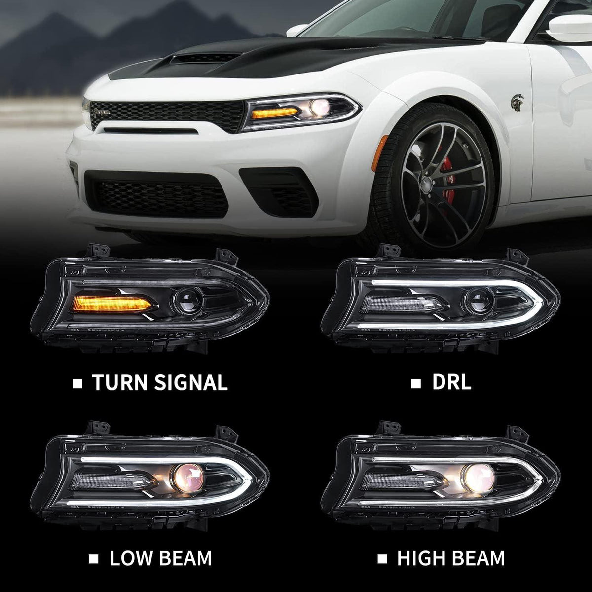 2015-2023 Dodge Charger -LED Projector Headlight Set - NP Motorsports