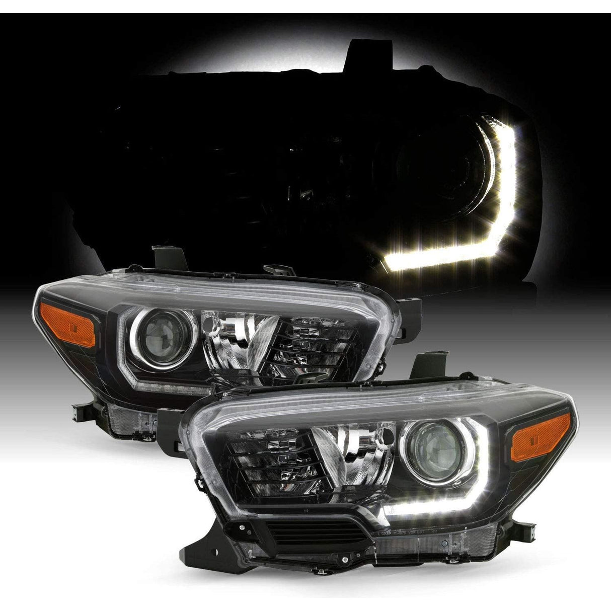 2016-2020 Toyota Tacoma Headlights | Black Headlights | W/ DRL - Truck Accessories Guy