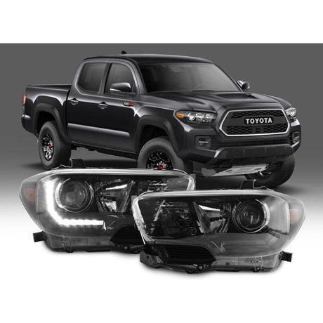 2016-2020 Toyota Tacoma Headlights | Black Headlights | W/ DRL - Truck Accessories Guy