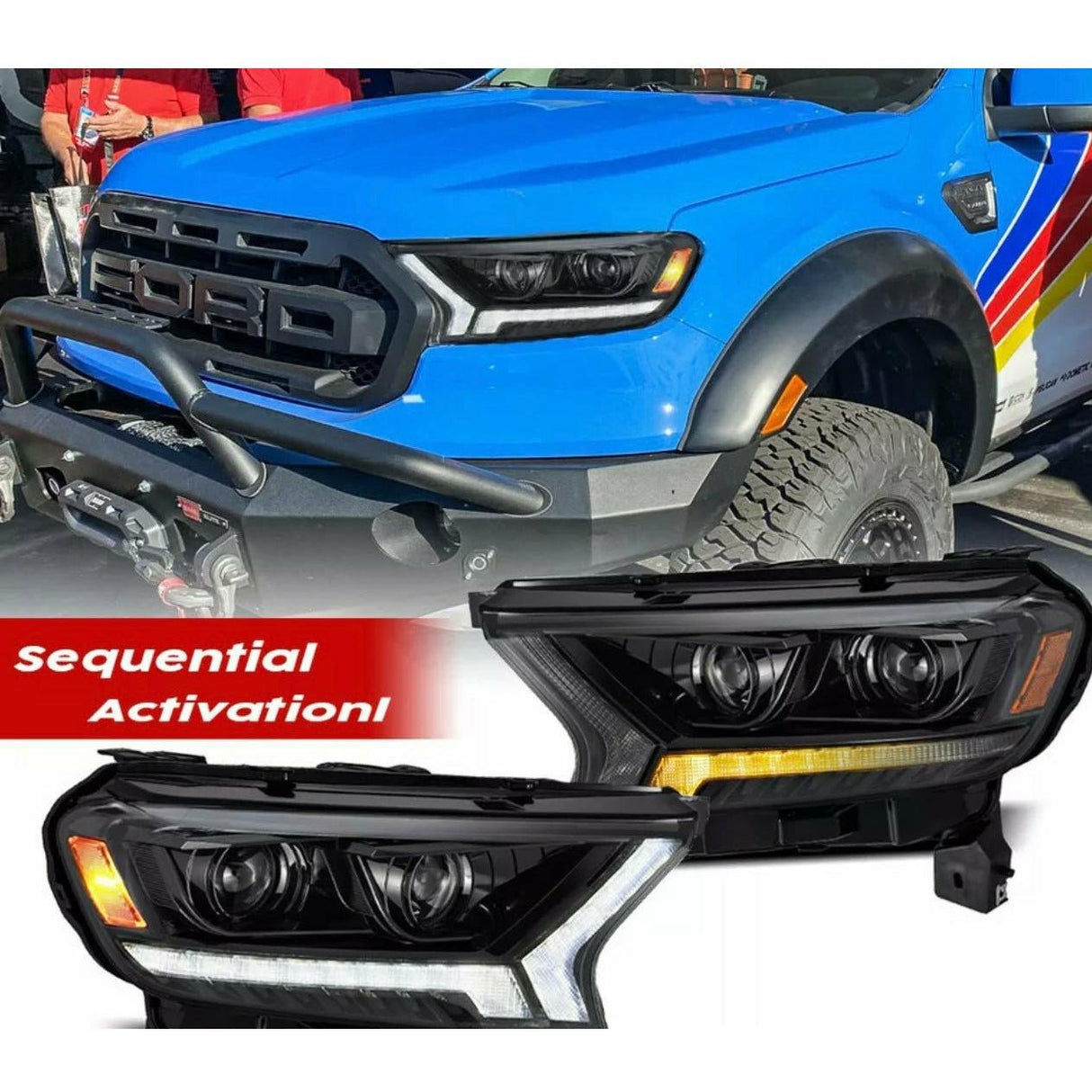 2019-2023 Ford Ranger | AlphaRex LUXX-Series Projector Headlights AlphaBlack - Truck Accessories Guy