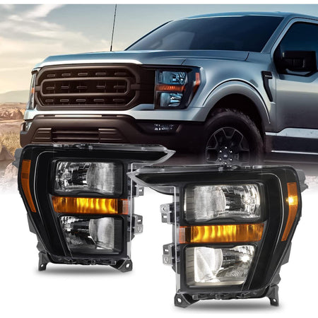 2021-2023 Ford F150 - Black Headlights Halogen Model Truck - NP Motorsports