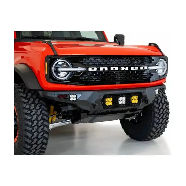 2021+ Ford Bronco | Addictive Desert Designs Bomber Front Bumper w/Mounts for 3 Baja Designs LP4 Lights - Truck Accessories Guy