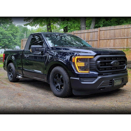 2021+ Ford F150 | AlphaRex LUXX-Series LED Projector Headlights Alpha Black - Truck Accessories Guy