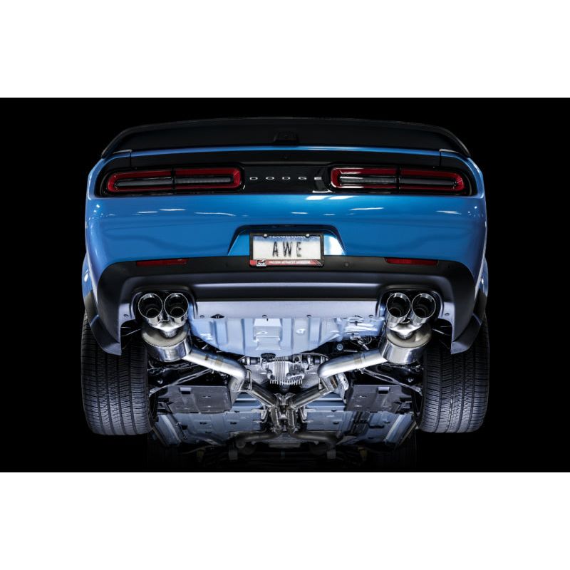 AWE Tuning 2015+ Dodge Challenger 6.4L/6.2L Non-Resonated Touring Edition Exhaust - Quad Silver Tips