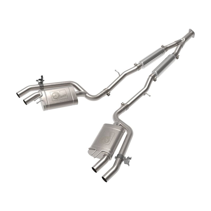 aFe Gemini XV 3in to Dual 2-1/2in 304 SS Cat-Back Exhaust w/ Cut-Out 18-21 Kia Stinger L4-2.0L (t)