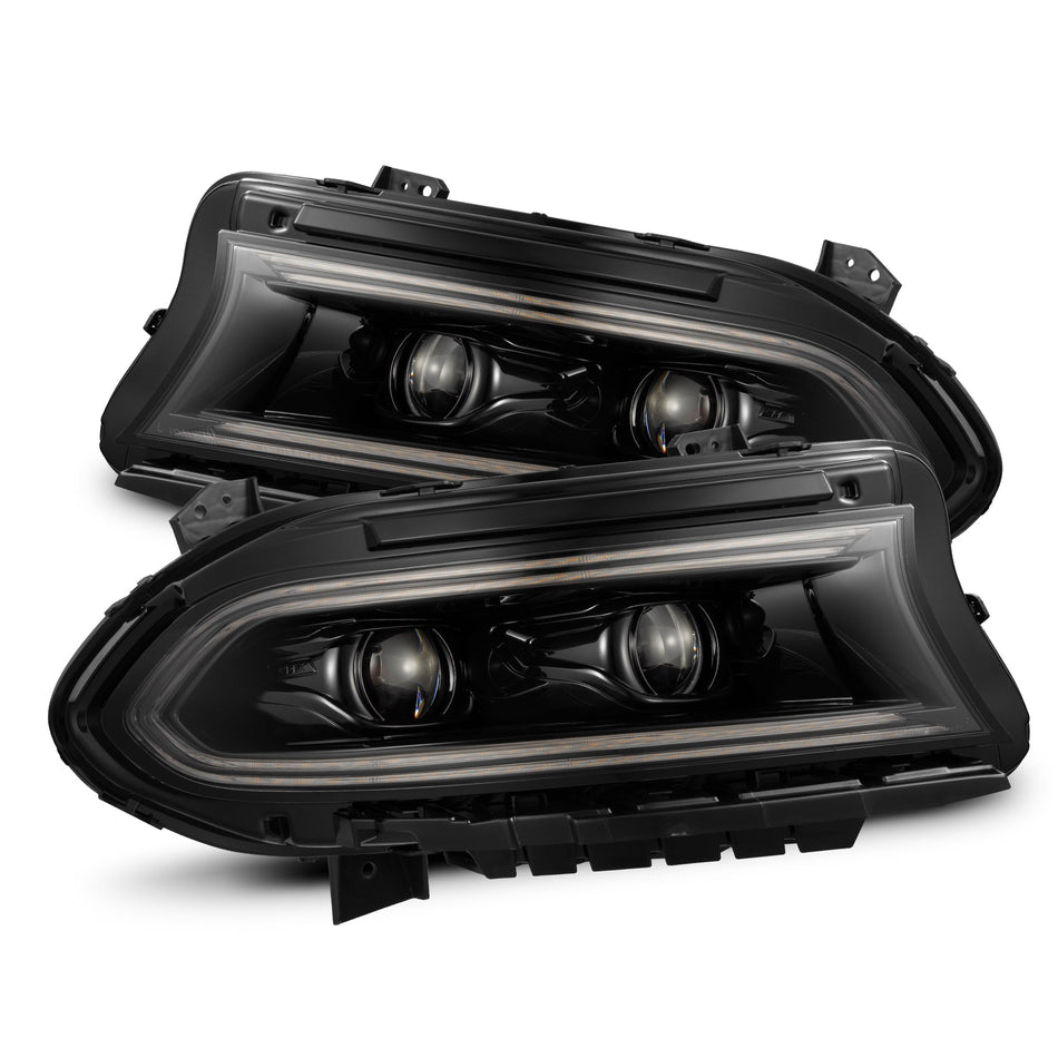 2015-23 Dodge Charger - Alpharex LUXX-Series LED Projector Headlights Alpha-Black