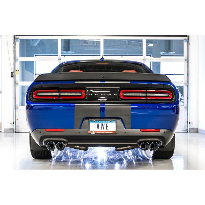 AWE Tuning 2017+ Challenger 5.7L Touring Edition Exhaust - Non-Resonated - Chrome Silver Quad Tips