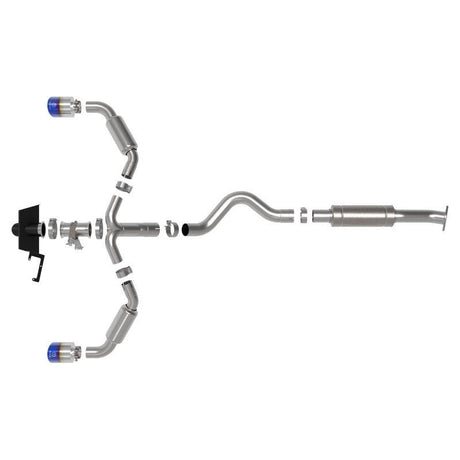 aFe 23-24 Toyota GR Corolla L3 1.6L (t) Gemini XV 3in to 2-1/2in Cat Back Exhaust w/ Blue Flame Tips - NP Motorsports