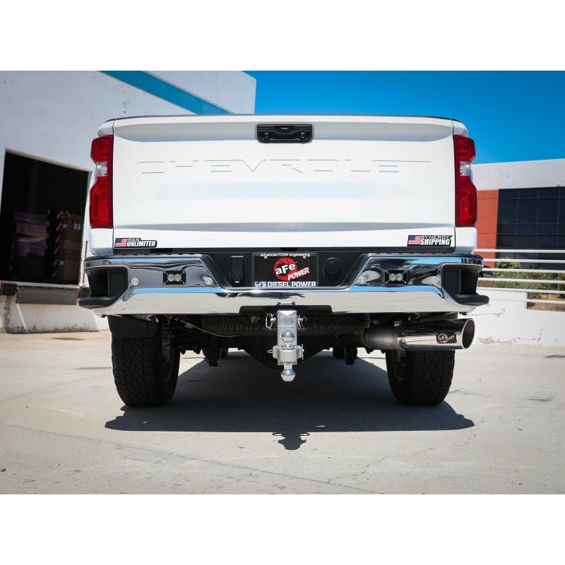 aFe Large Bore-HD 5 IN 409 SS DPF-Back Exhaust System w/Polished Tip 20-21 GM Truck V8-6.6L - NP Motorsports