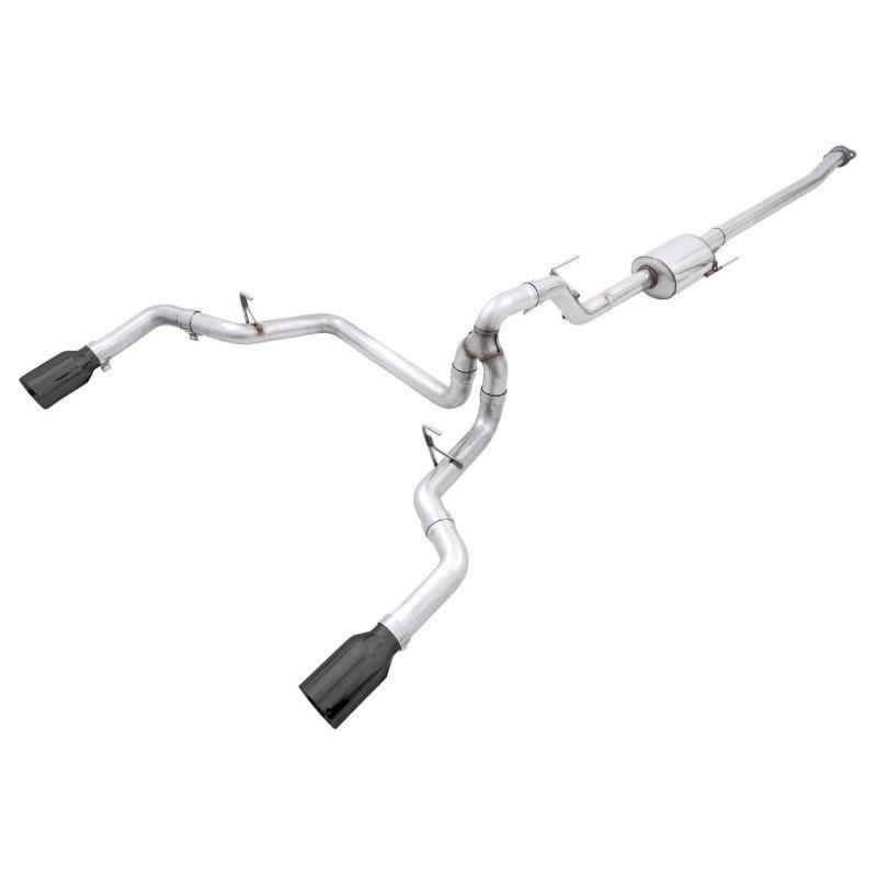 AWE 0FG 21+ Ford F150 Dual Split Rear Cat-Back Exhaust- 5in Diamond Black Tips - NP Motorsports