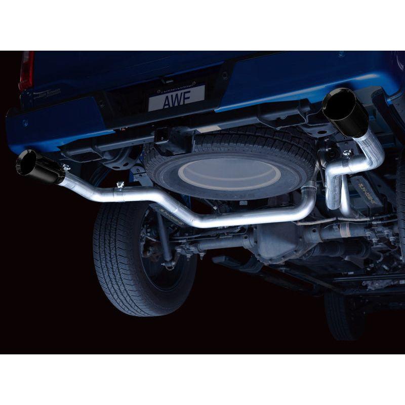 AWE 0FG 21+ Ford F150 Dual Split Rear Cat-Back Exhaust- 5in Diamond Black Tips - NP Motorsports